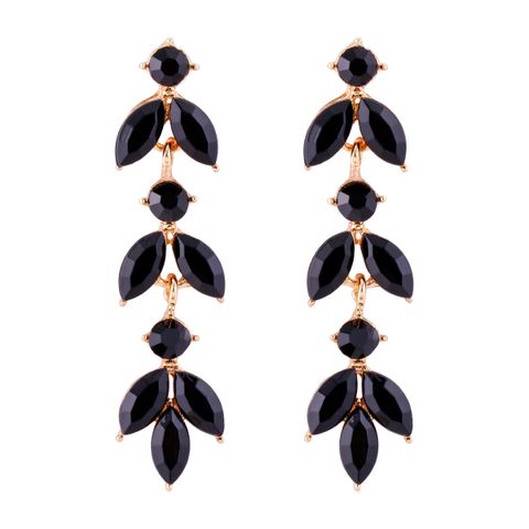 1 Pair Elegant Lady Geometric Inlay Alloy Glass Stone Gold Plated Drop Earrings