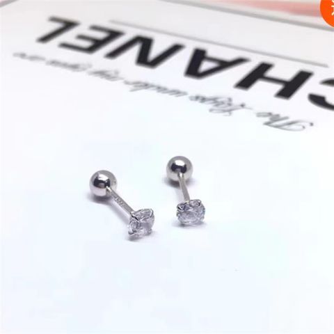 1 Pair Cute Sweet Solid Color Plating Inlay Copper Zircon Ear Studs