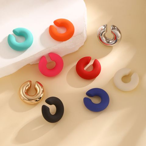 Wholesale Jewelry Simple Style Geometric Solid Color Ccb Plating Hoop Earrings