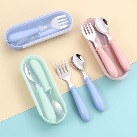 Cute Solid Color Stainless Steel Tableware 1 Piece 1 Set