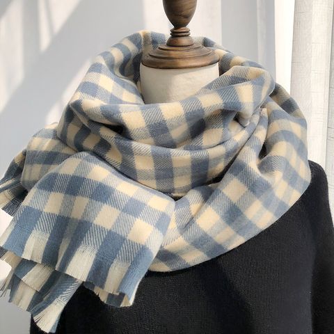 Unisex Vintage Style Plaid Polyester Scarf