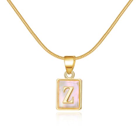 Copper Simple Style Letter Luminous Plating Inlay Shell Pendant Necklace
