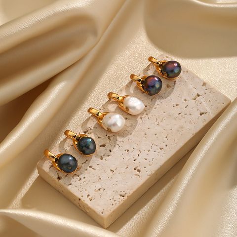 1 Pair Elegant Classic Style Pearl Plating Freshwater Pearl Copper 18k Gold Plated Drop Earrings