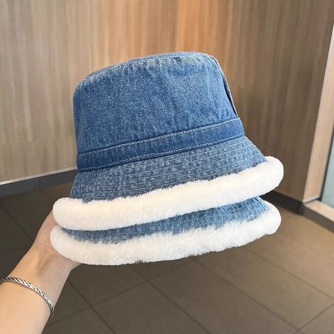 Women's Basic Cowboy Style Solid Color Wide Eaves Bucket Hat