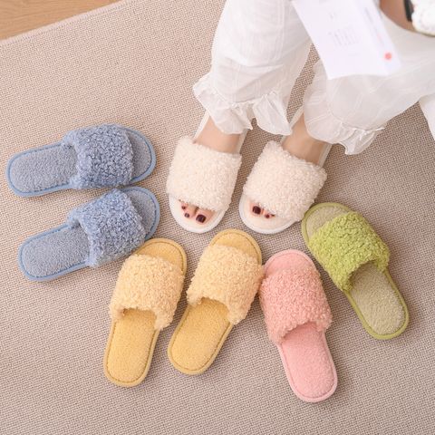 Women's Casual Solid Color Round Toe Cotton Slippers