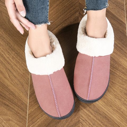 Unisex Casual Solid Color Round Toe Cotton Slippers