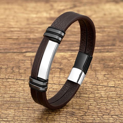 Simple Style Classic Style Geometric Stainless Steel Men's Bracelets