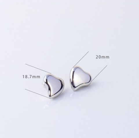 1 Pair Lady Korean Style Heart Shape Plating Stainless Steel Ear Studs