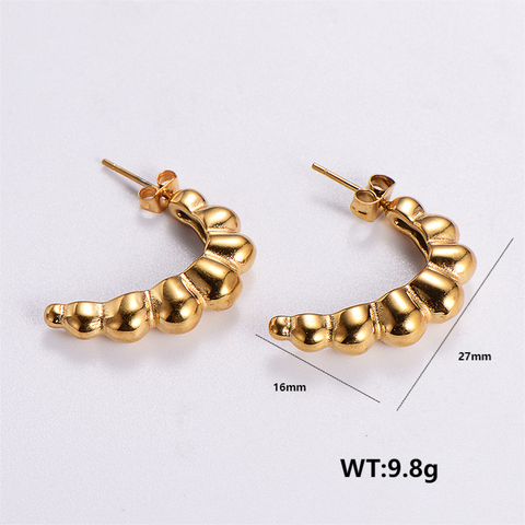 1 Pair Vintage Style Solid Color Plating 304 Stainless Steel 18K Gold Plated Ear Studs