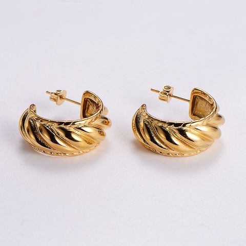 1 Pair Vintage Style Irregular Solid Color Plating 304 Stainless Steel 18K Gold Plated Ear Studs