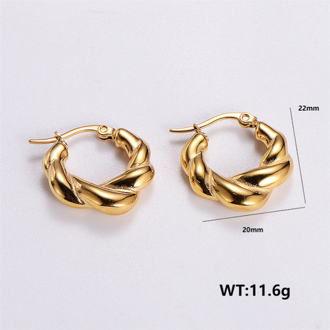 1 Pair Vintage Style C Shape Round Plating 304 Stainless Steel 18K Gold Plated Ear Studs