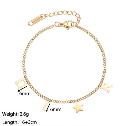 Einfacher Stil Brief Stern Titan Stahl Armbänder Überzug Edelstahl Armbänder