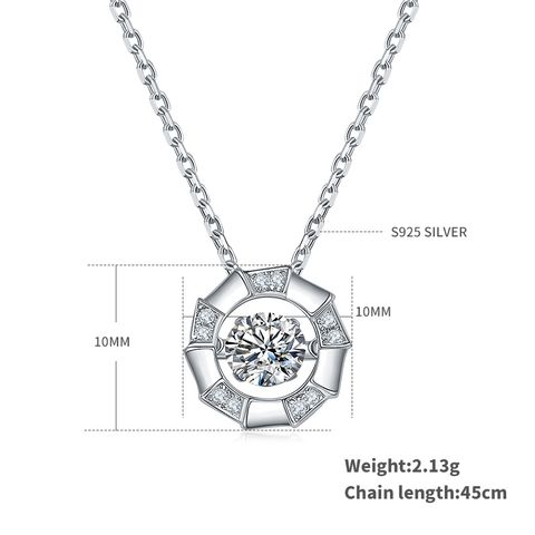 Sweet Snowflake Sterling Silver Gra Plating Inlay Moissanite Rhodium Plated Pendant Necklace