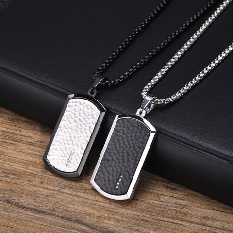 Simple Style Rectangle 304 Stainless Steel Plating Inlay Zircon Men's