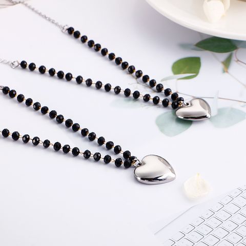 Simple Style Heart Shape Titanium Steel Plating Women's Pendant Necklace