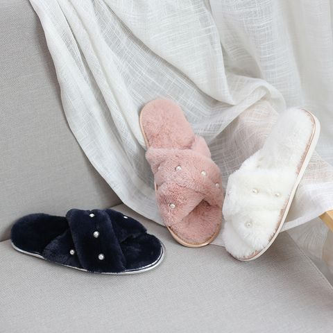 Women's Basic Solid Color Round Toe Cotton Slippers