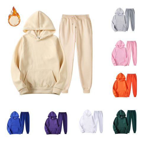 Ensembles De Hoodies Des Femmes Manche Longue Décontractée Couleur Unie