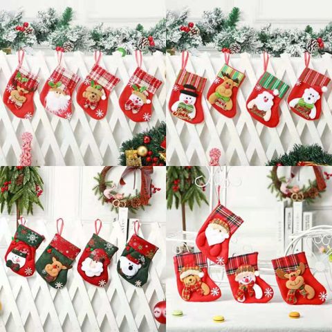 Christmas Cute Santa Claus Letter Snowman Nonwoven Indoor Party Festival Christmas Socks