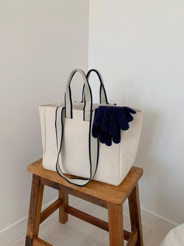 Women's Canvas Solid Color Elegant Square Open Handbag