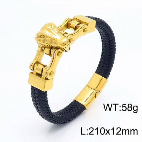 Punk Animal Titanium Steel Plating 18K Gold Plated Men's Bangle