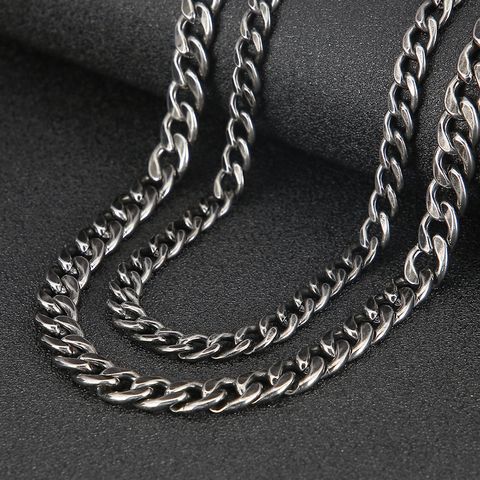 Retro Solid Color Titanium Steel Chain Men's Necklace