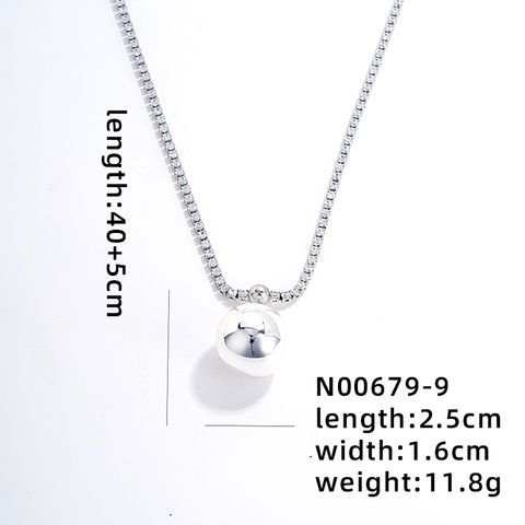 Copper IG Style Simple Style Plating Round Ball Zircon Pendant Necklace