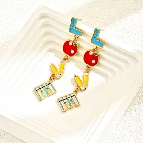 1 Pair Modern Style Korean Style Letter Plating Alloy Drop Earrings