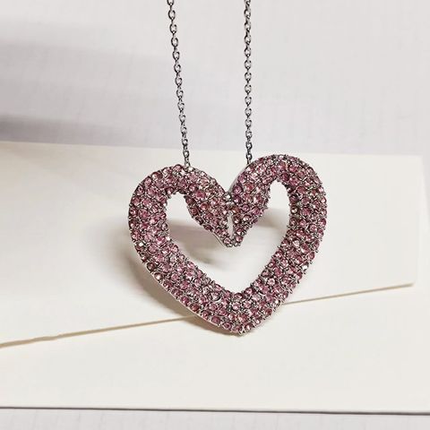 Elegant Lady Heart Shape Zircon Alloy Wholesale Pendant Necklace