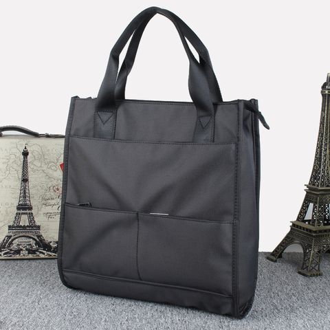Men's Solid Color Nylon Zipper Handbag