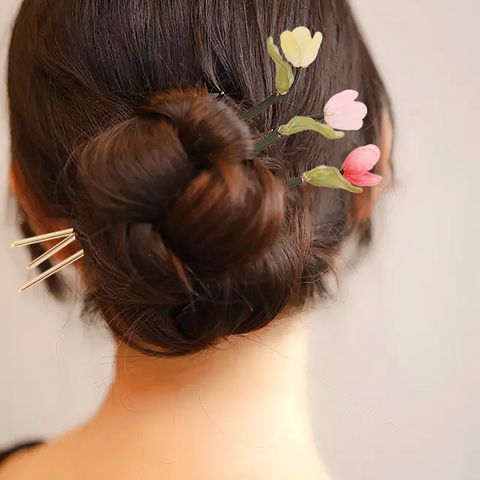 Women's Chinoiserie Elegant Flower Alloy Hairpin