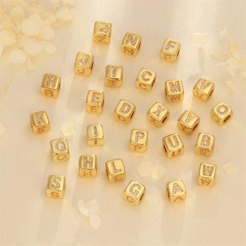 Simple Style Letter Copper Plating Inlay Zircon 18k Gold Plated Charms