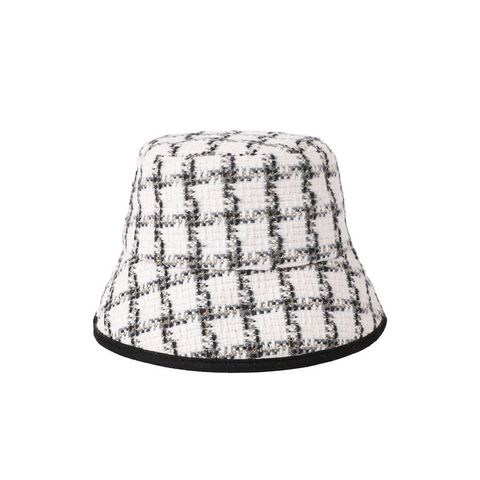 Women's Elegant Basic Simple Style Plaid Wide Eaves Bucket Hat