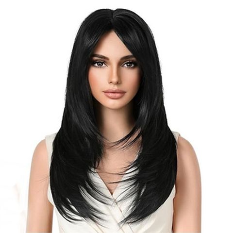 Women's Simple Style Street High Temperature Wire Side Fringe Long Straight Hair Wig Net