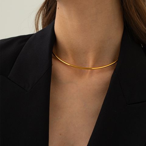 Wholesale Ig Style Vintage Style Solid Color Stainless Steel Plating 18k Gold Plated Choker