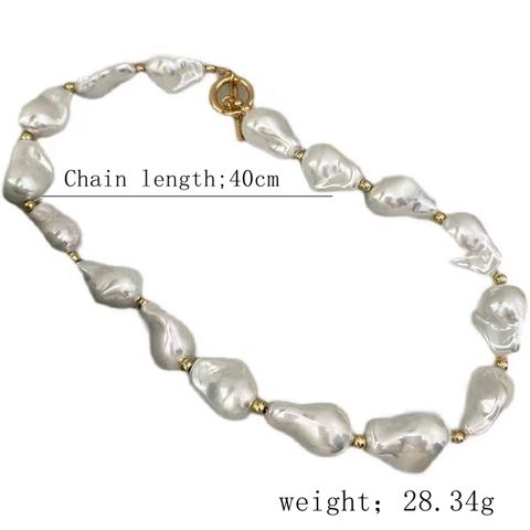 Simple Style Round Artificial Pearl Resin Necklace In Bulk