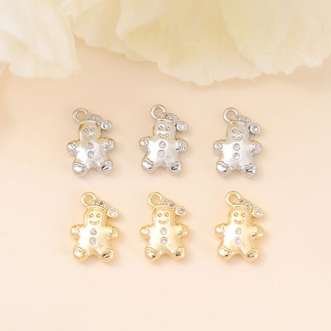 Ig Style Sweet Snowman Copper Plating Inlay Zircon 18k Gold Plated White Gold Plated Christmas Jewelry Accessories