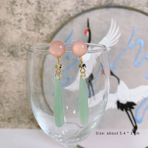 1 Pair Elegant Classical Water Droplets Glass Copper Drop Earrings