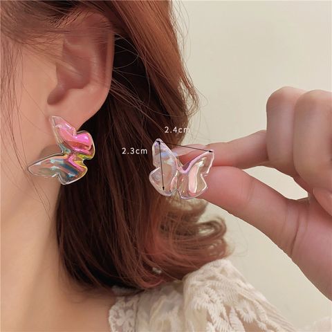 1 Pair Elegant Simple Style Animal Butterfly Alloy Resin Ear Studs