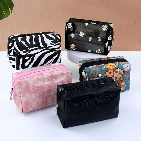 Cute Animal Solid Color Pu Leather Square Makeup Bags