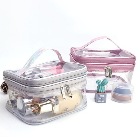 Vacation Solid Color Pvc Storage Bag Makeup Bags