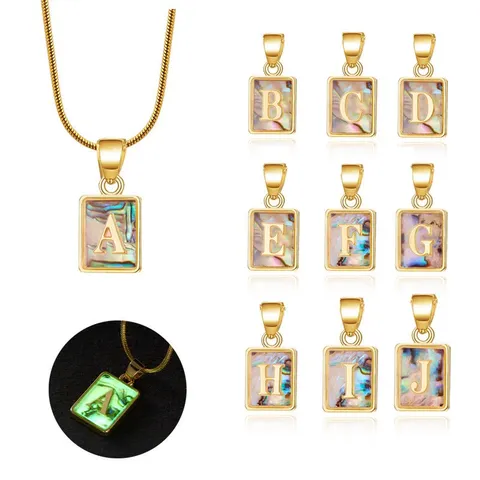 Sweet Letter Copper Plating Inlay Shell Pendant Necklace