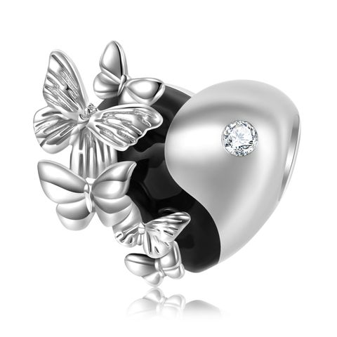 Romantic Sweet Heart Shape Butterfly Sterling Silver Inlay Zircon Jewelry Accessories