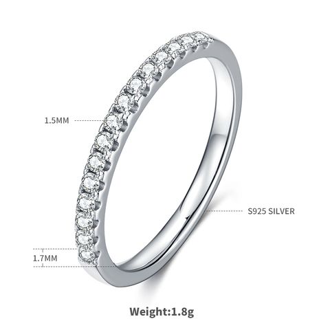 Elegant Classic Style Round Sterling Silver Inlay Moissanite White Gold Plated Rings
