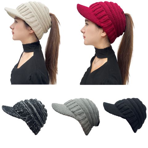 Women's Basic Simple Style Solid Color Curved Eaves Wool Cap