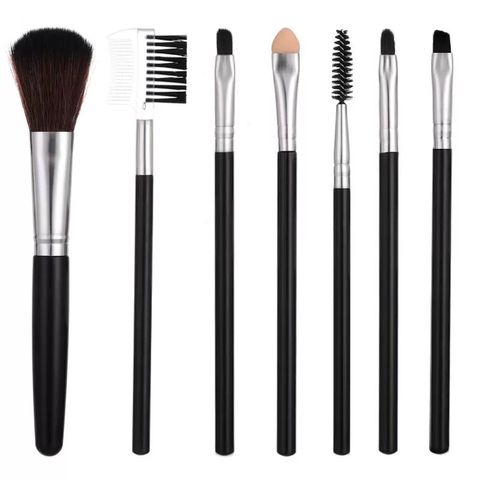 Simple Style Black Artificial Fiber Wooden Handle Makeup Tool Sets 1 Set