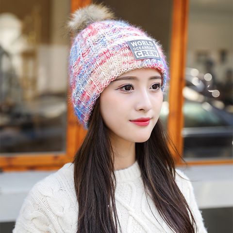 Women's Preppy Style Simple Style Solid Color Pom Poms Eaveless Wool Cap