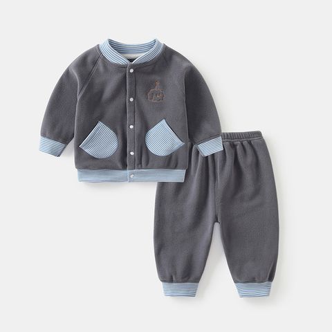 Casual Animal Stripe Solid Color Polyester Baby Clothing Sets
