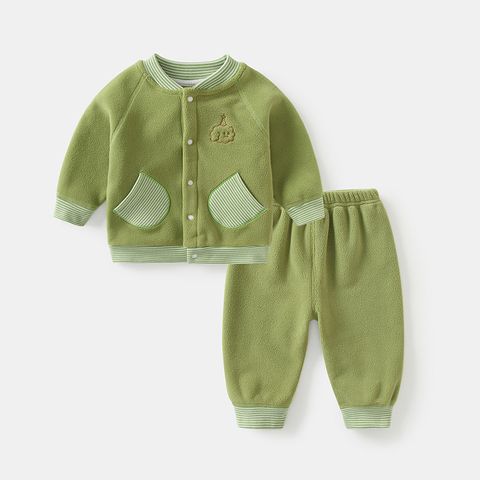 Casual Animal Stripe Solid Color Polyester Baby Clothing Sets