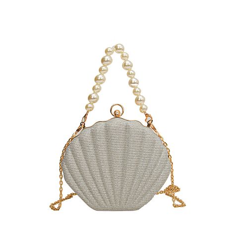 Women's Arylic Solid Color Streetwear Pearls Shell Hook Loop Dome Bag