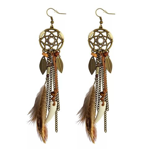 1 Pair Vintage Style Color Block Alloy Feather Ear Hook